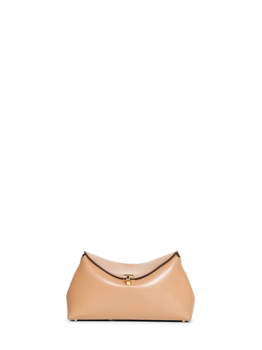Clutch Bag T-Lock Camel Calf Leather Handbags