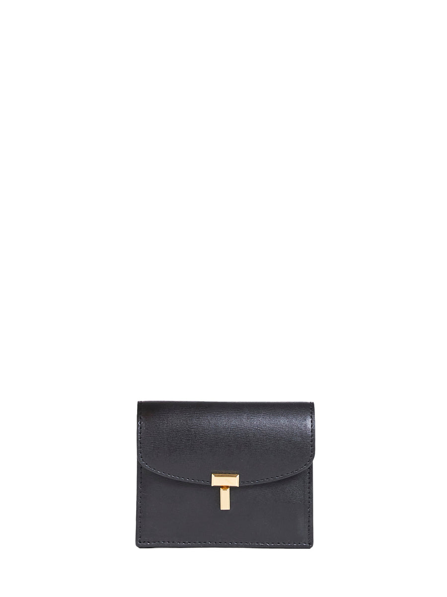 Card Holder T-Lock Black Calf Leather Wallets & Purses