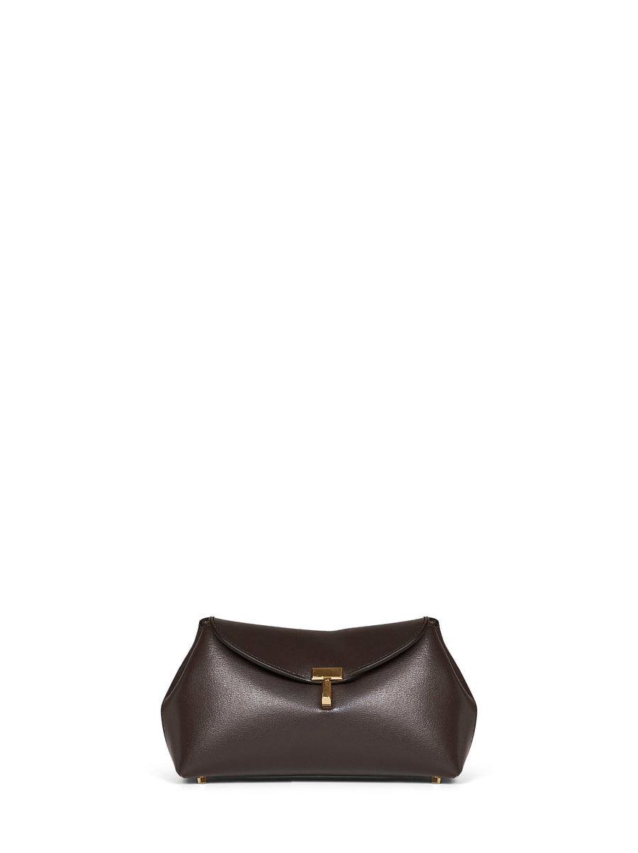 Clutch Bag Mini T-Lock Brown Calf Leather Handbags