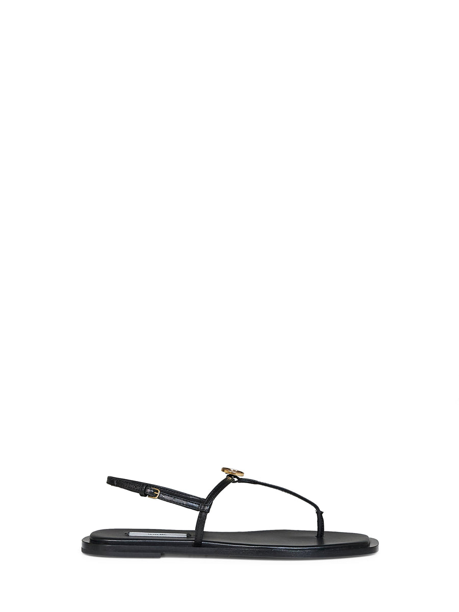 Sandals Nappa Leather T-Strap Black Goat