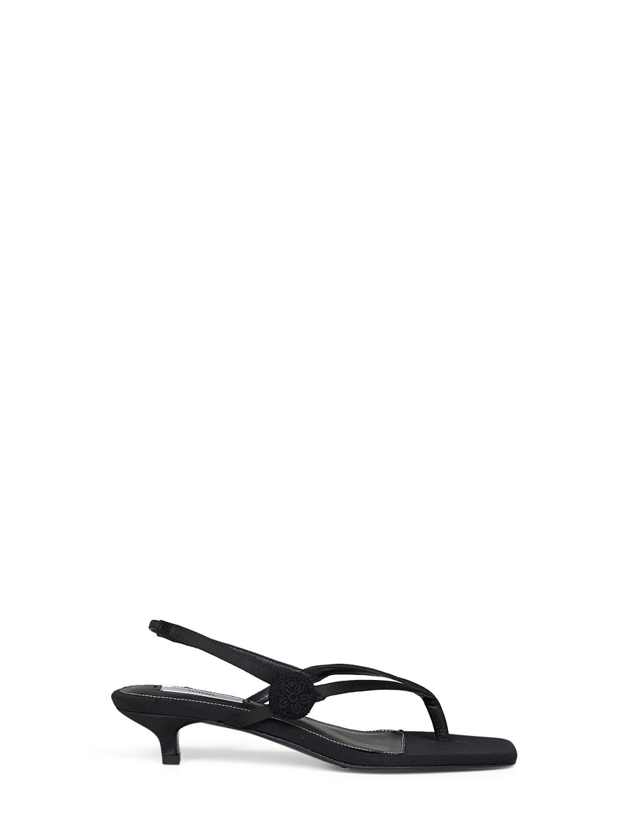 Satin Slingback Sandals Black Recycled Polyester