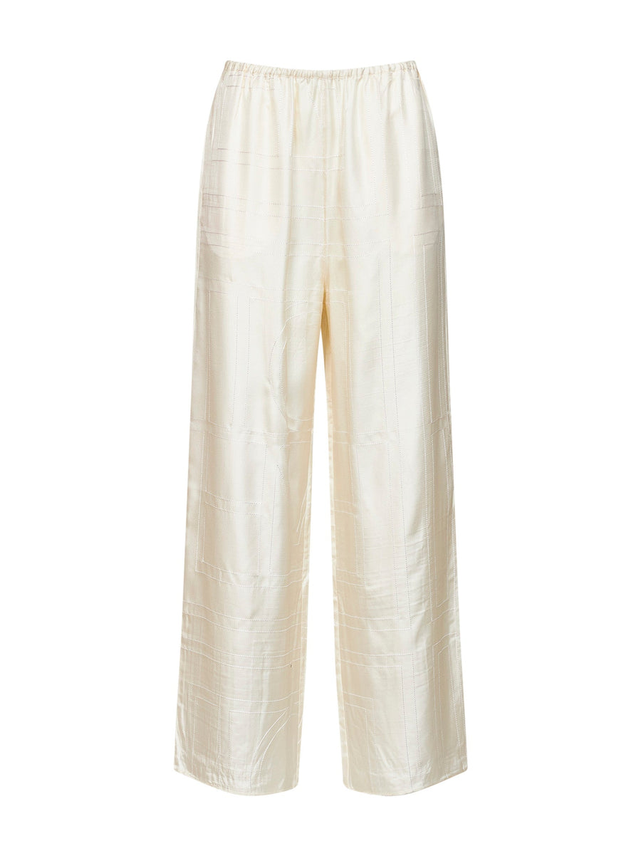 Pyjama Trousers Silk Monogram Ivory
