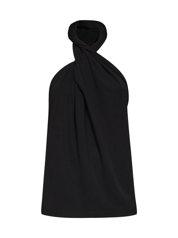 Halter Top Twisted Jersey Black Viscose Tops