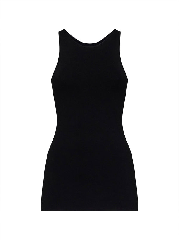 Tank Top Compact Knit Black Viscose