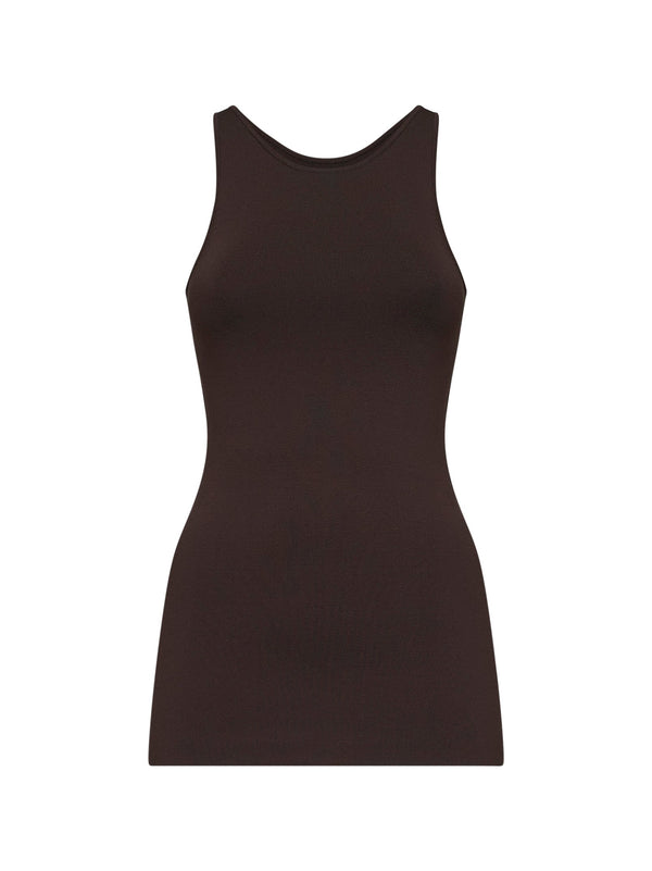 Tank Top Compact Knit Walnut Brown Viscose