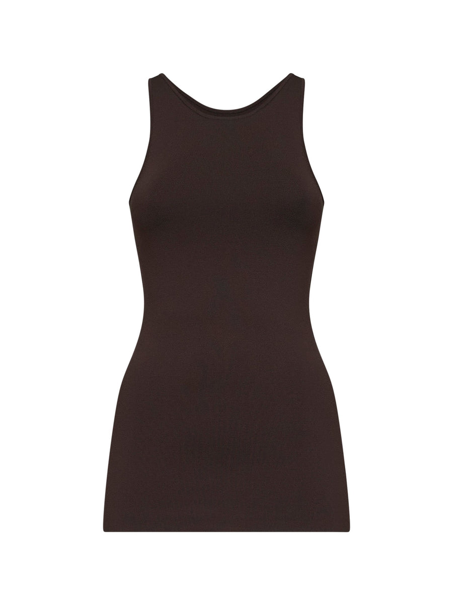 Tank Top Compact Knit Walnut Brown Viscose