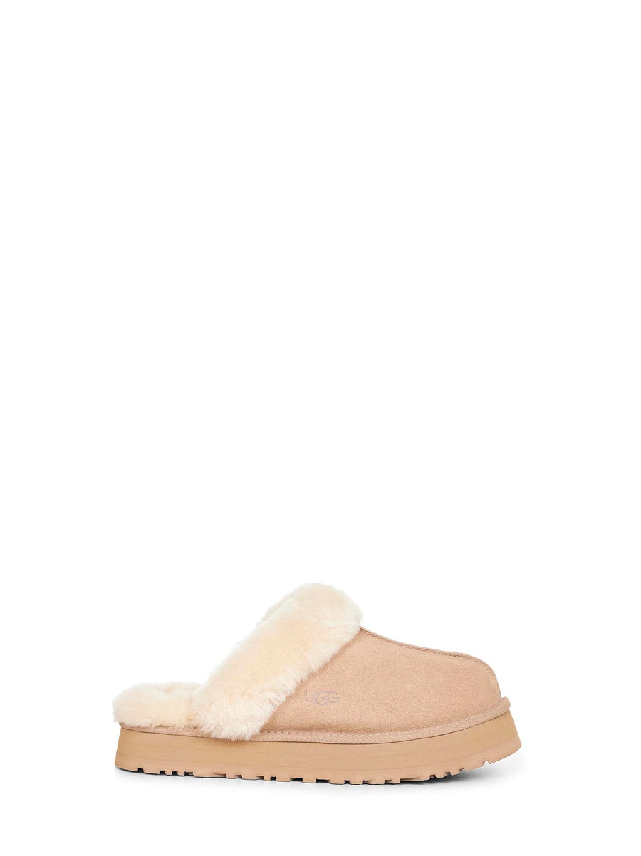Slippers Disquette Suede Beige Calf Leather Mules