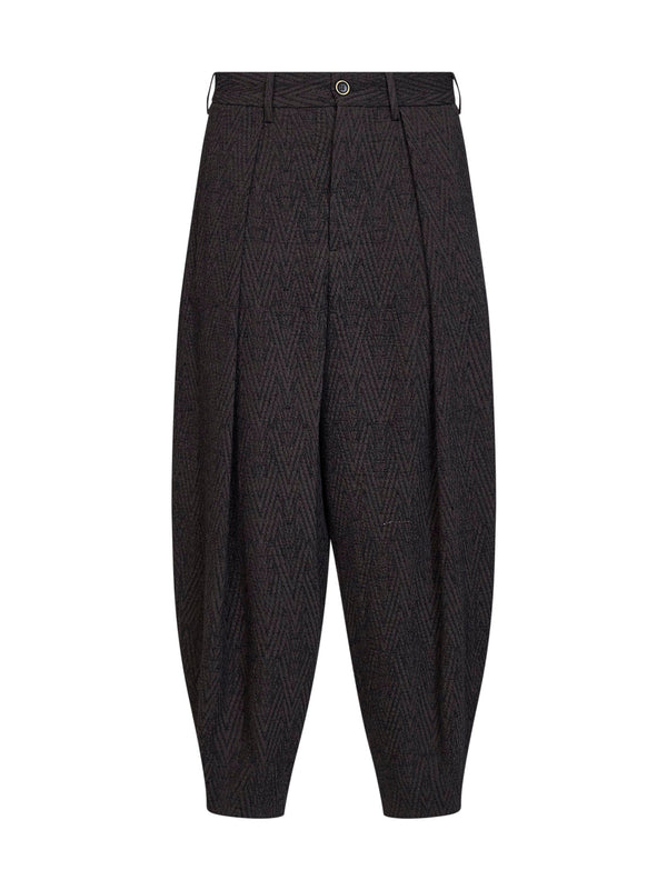 Trousers Cropped Chevron Brown-Blue Multicolour Virgin Wool
