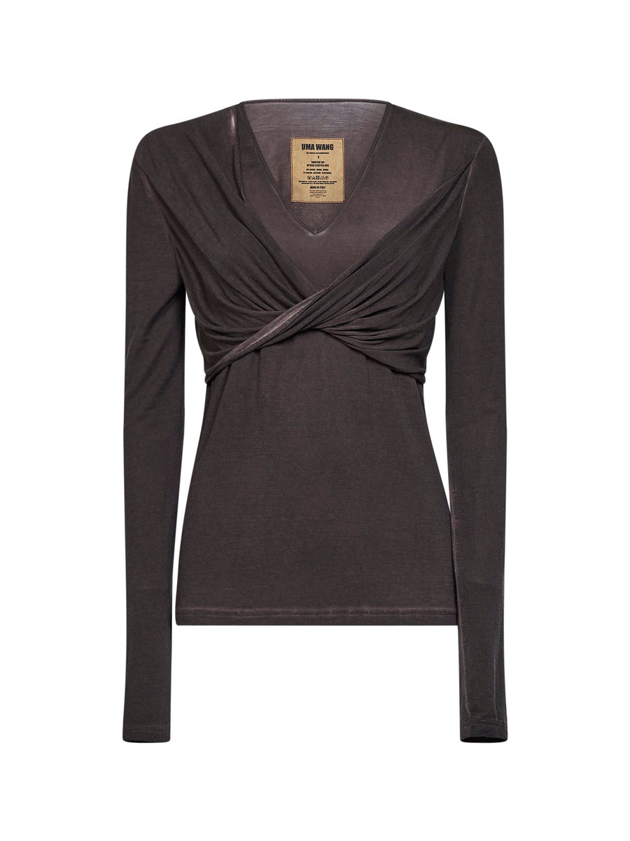 T-Shirt Twisted Jersey Brown Modal Knitwear