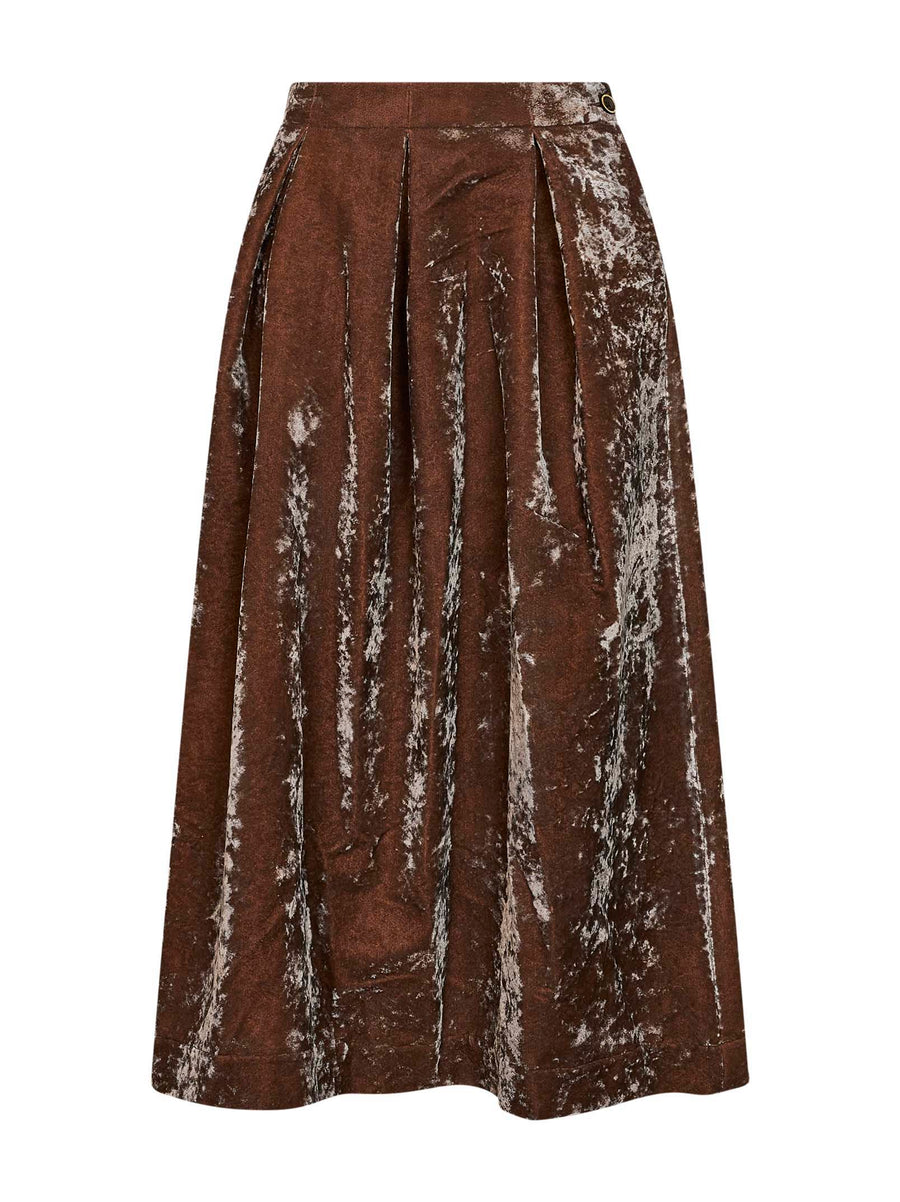 Midi Skirt Gomes Velvet Brown Viscose