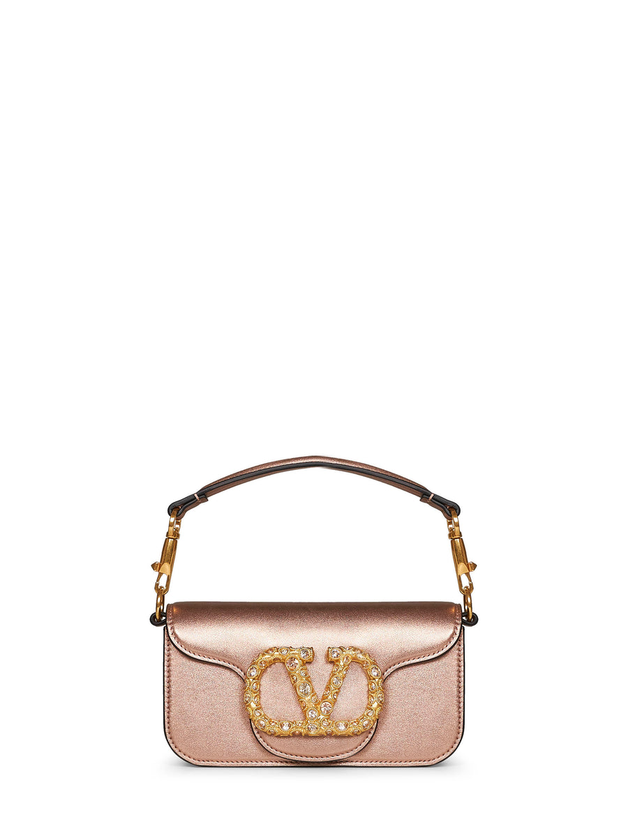Small Shoulder Bag Locò Gold Calf Leather Handbags