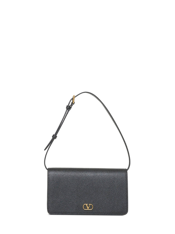 Mini Shoulder Bag Vlogo Signature Black Calf Leather