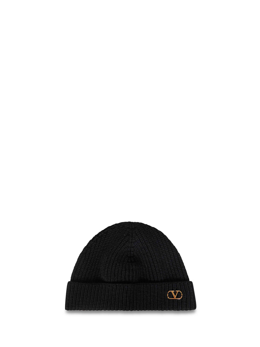 Beanie Vlogo Black Cashmere Hat