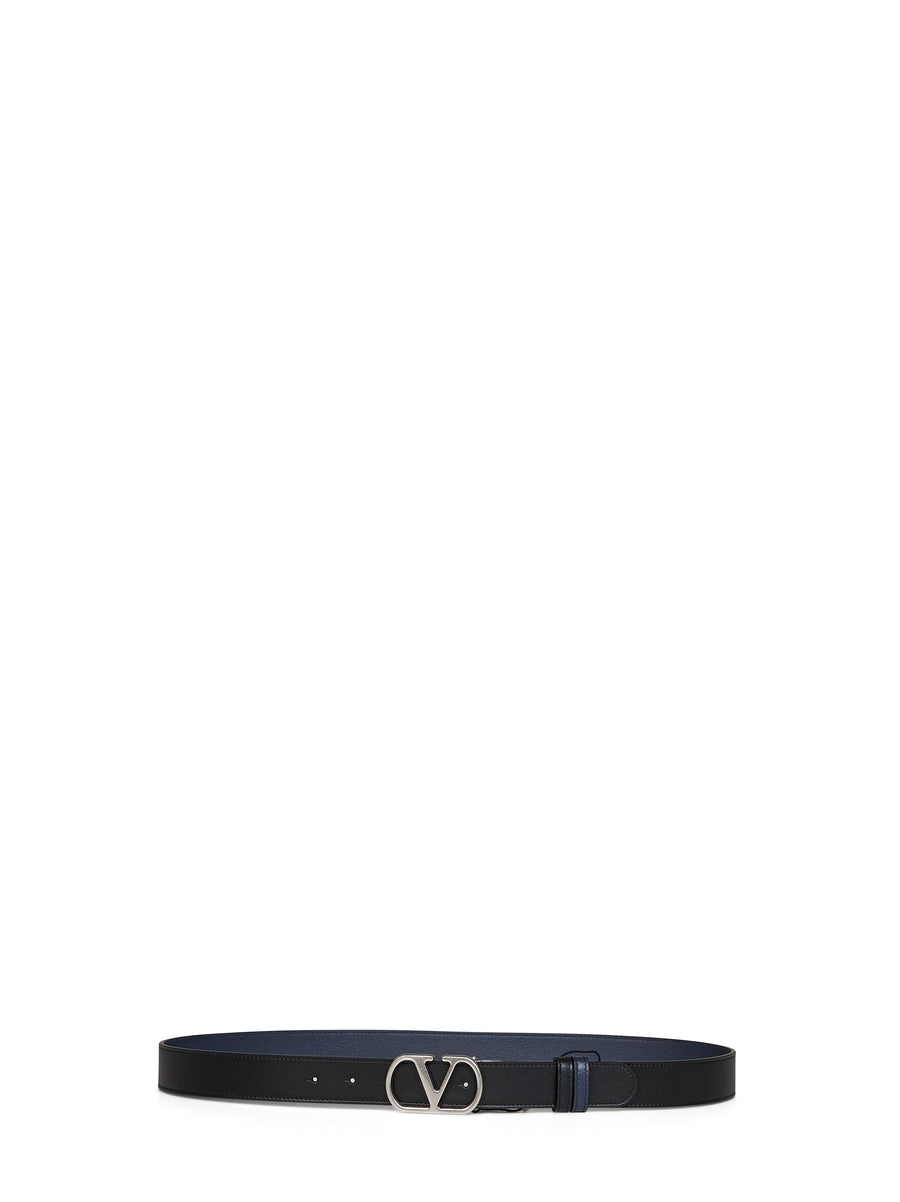 Belt Vlogo Signature Black-Navy Multicolour Calf Leather