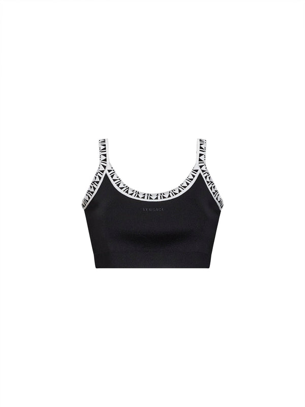 Cropped Knit Top Black Viscose Tops