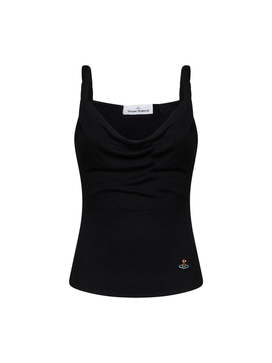 Top Anna Ribbed Jersey Black Tops