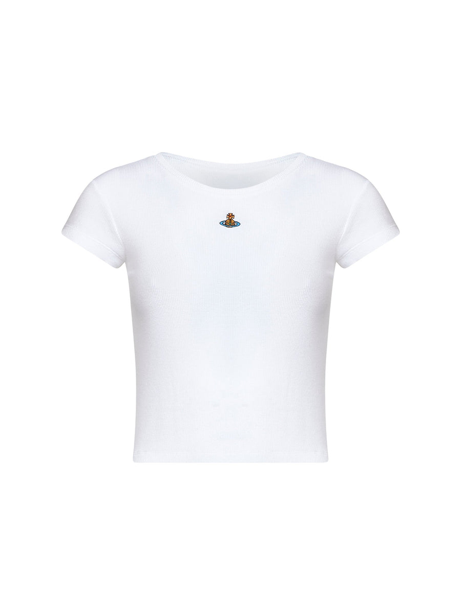 Cropped Ribbed Jersey T-Shirt White Viscose T-shirts & Jerseys