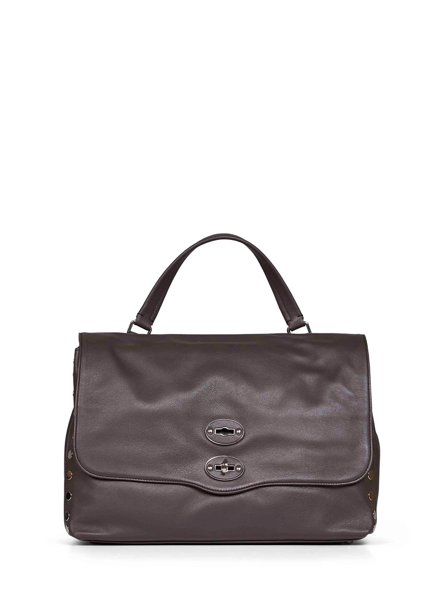 Handbag Postina Medium Brown Bovine Leather Handbags