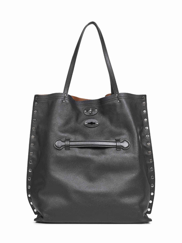Tote Bag Aspasso Black Leather Bovine (top Grain) Handbags