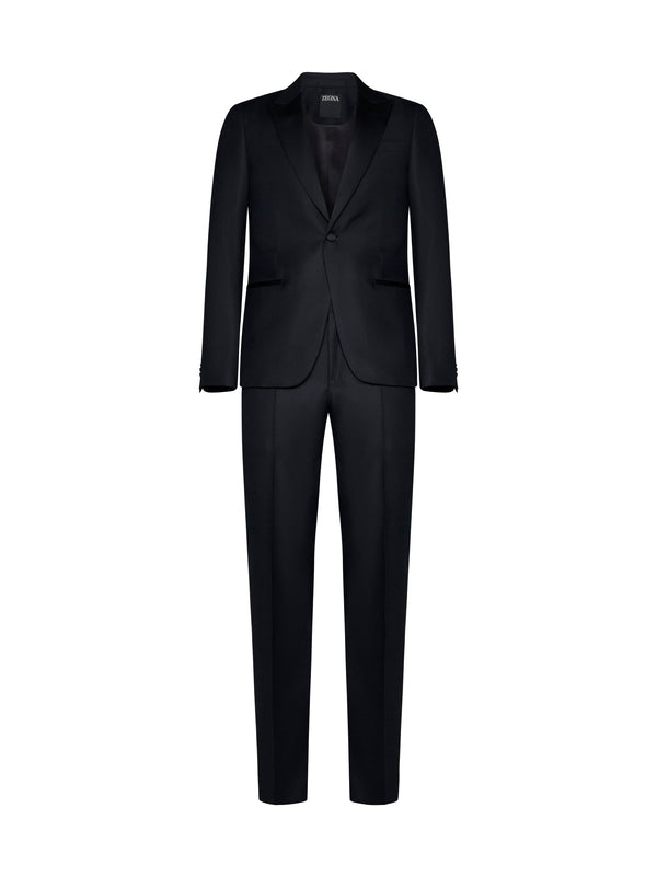 Single-Breasted Wool Blazer Black Suits