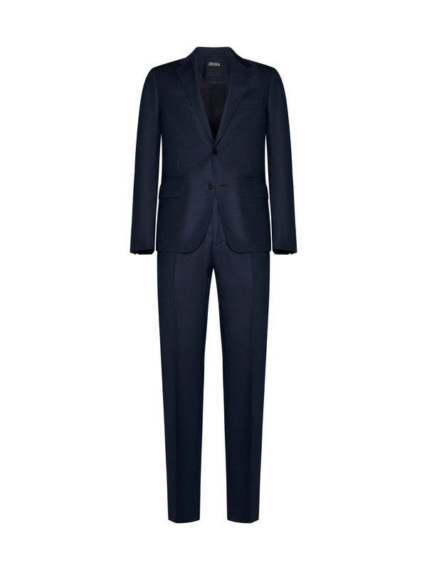 Wool Single-Breasted Blazer Blue Suits