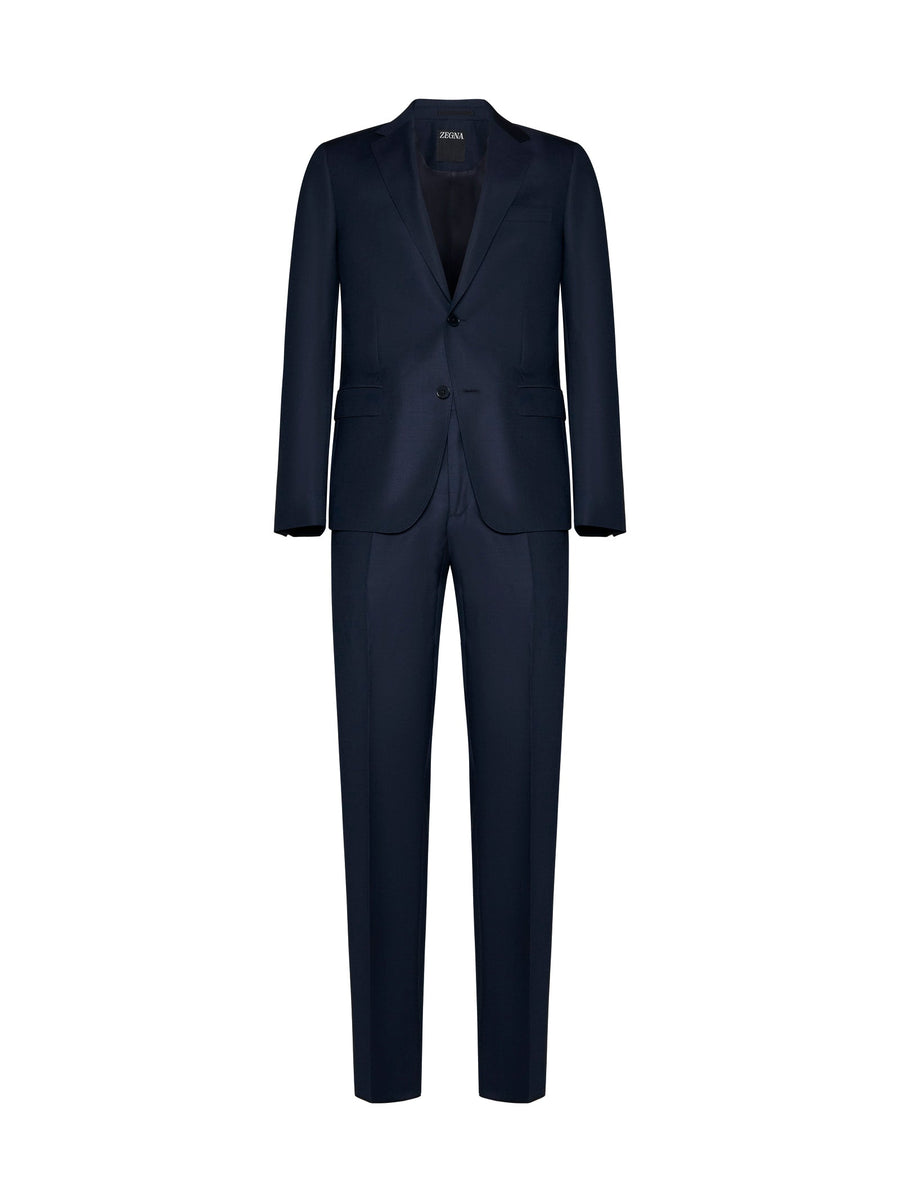 Wool Single-Breasted Blazer Blue Suits