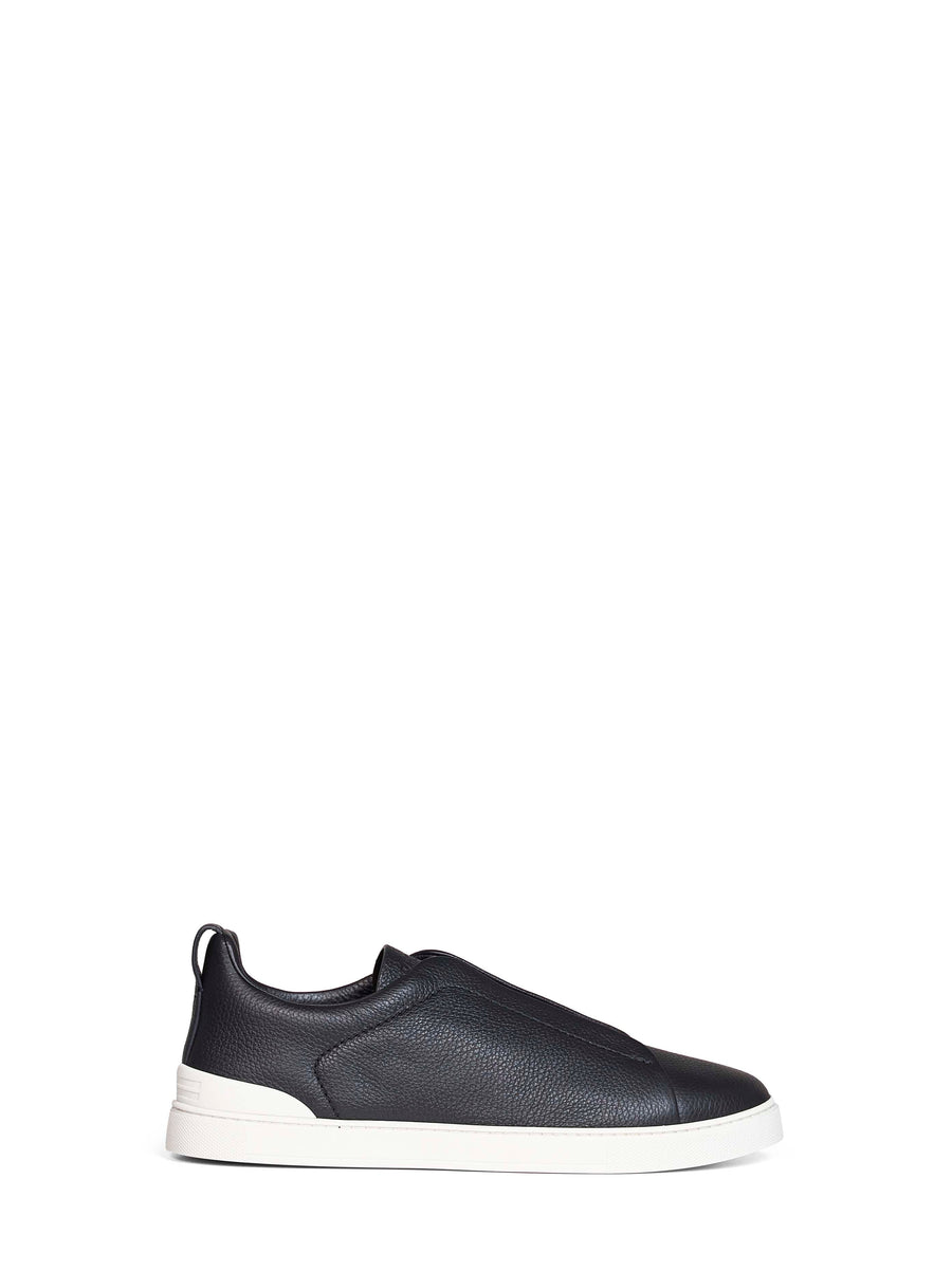 Sneakers Triple Stitch Navy Blue Calf Leather Trainers