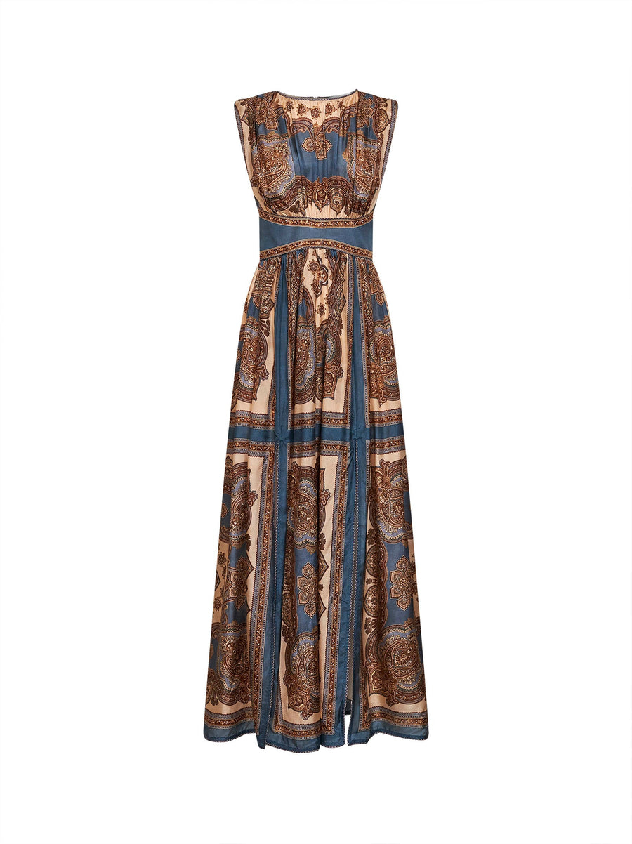 Maxi Dress Mahon Paisley Silk Multicolour