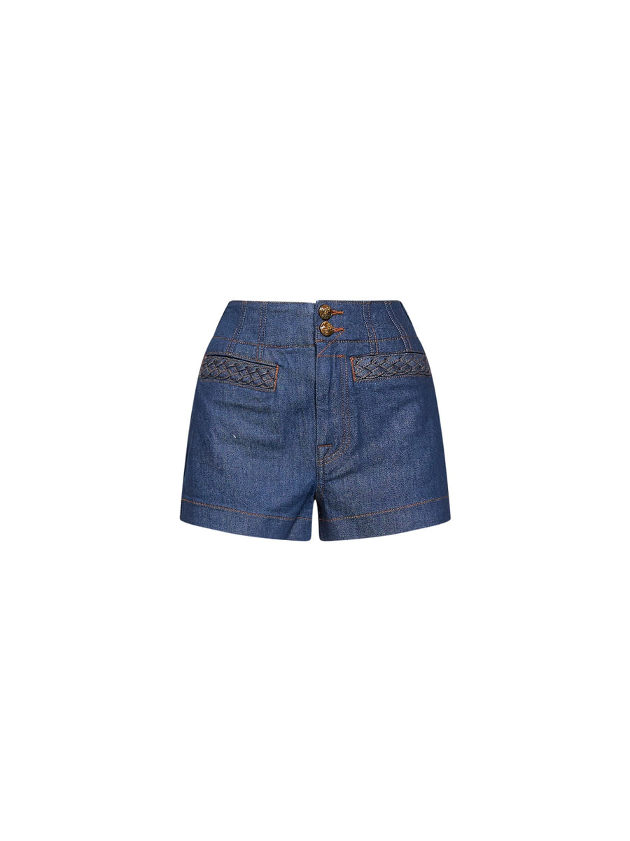 Stretch Denim Shorts Aster Ink Blue Cotton