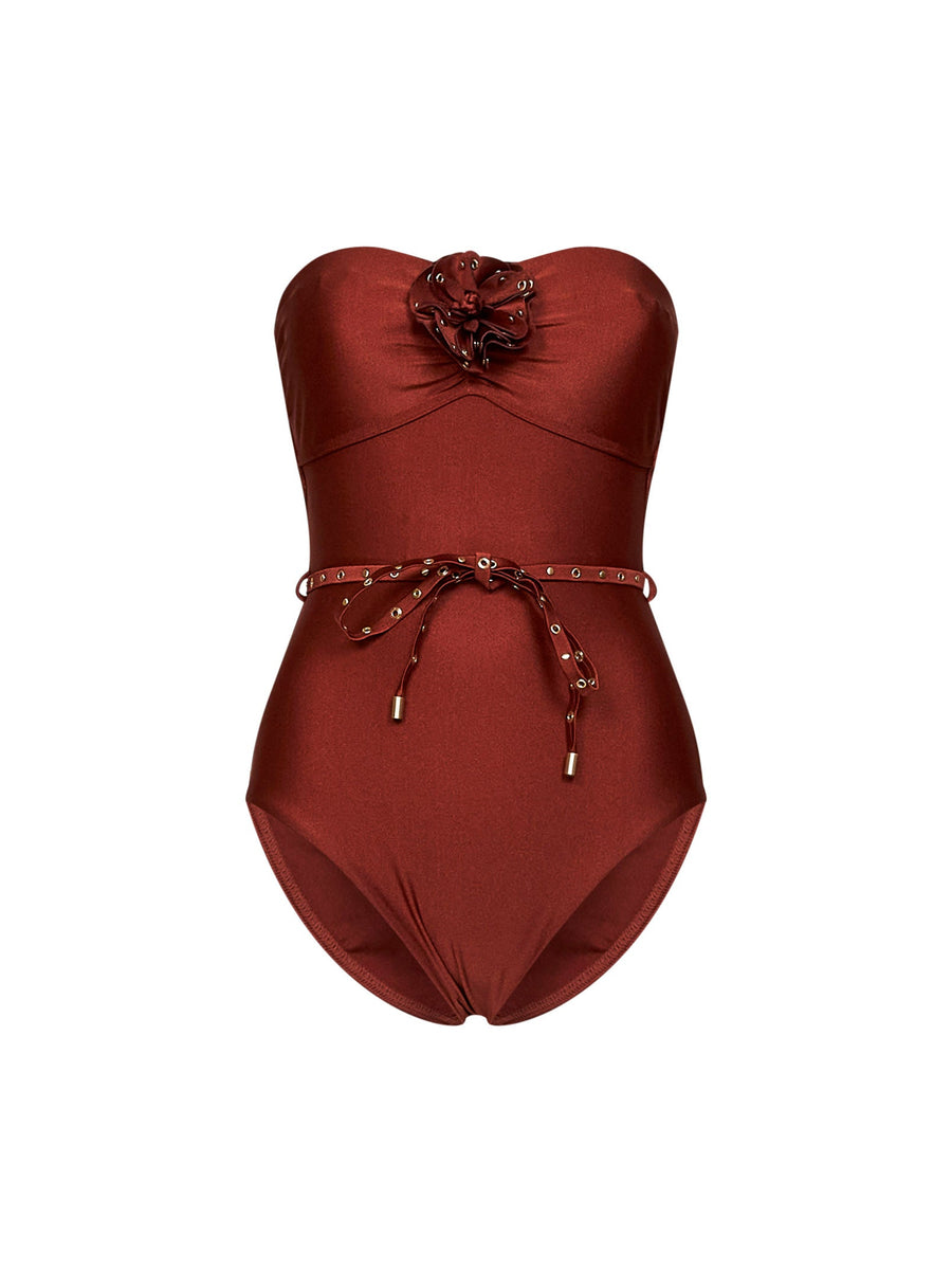One-Piece Swimsuit Indra Brown Recycled Polyamide Swimwear
