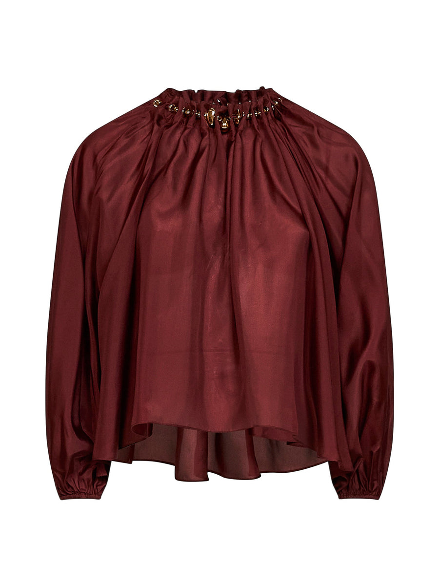 Blouse Aster Merlot Silk Purple Shirt