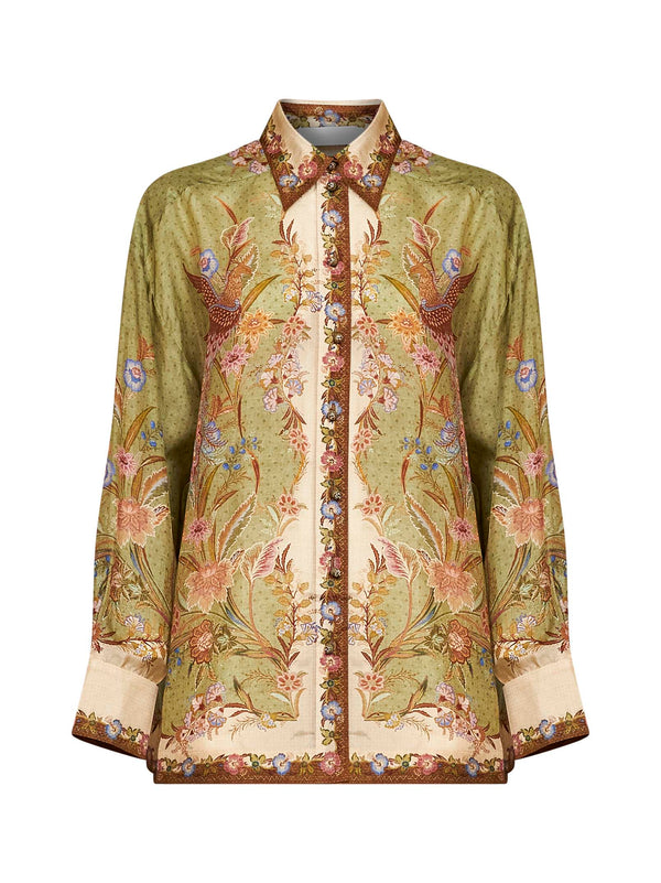 Relaxed Silk Shirt Indra Khaki Multicolour