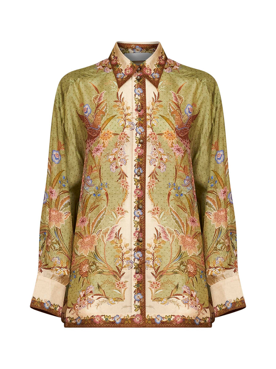 Relaxed Silk Shirt Indra Khaki Multicolour