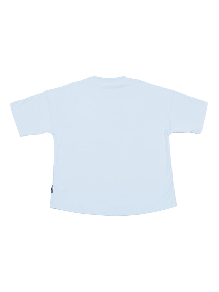 Pa Mascotte Bear Over Tee Boy Light Blue Cotton Short Sleeves T-shirt