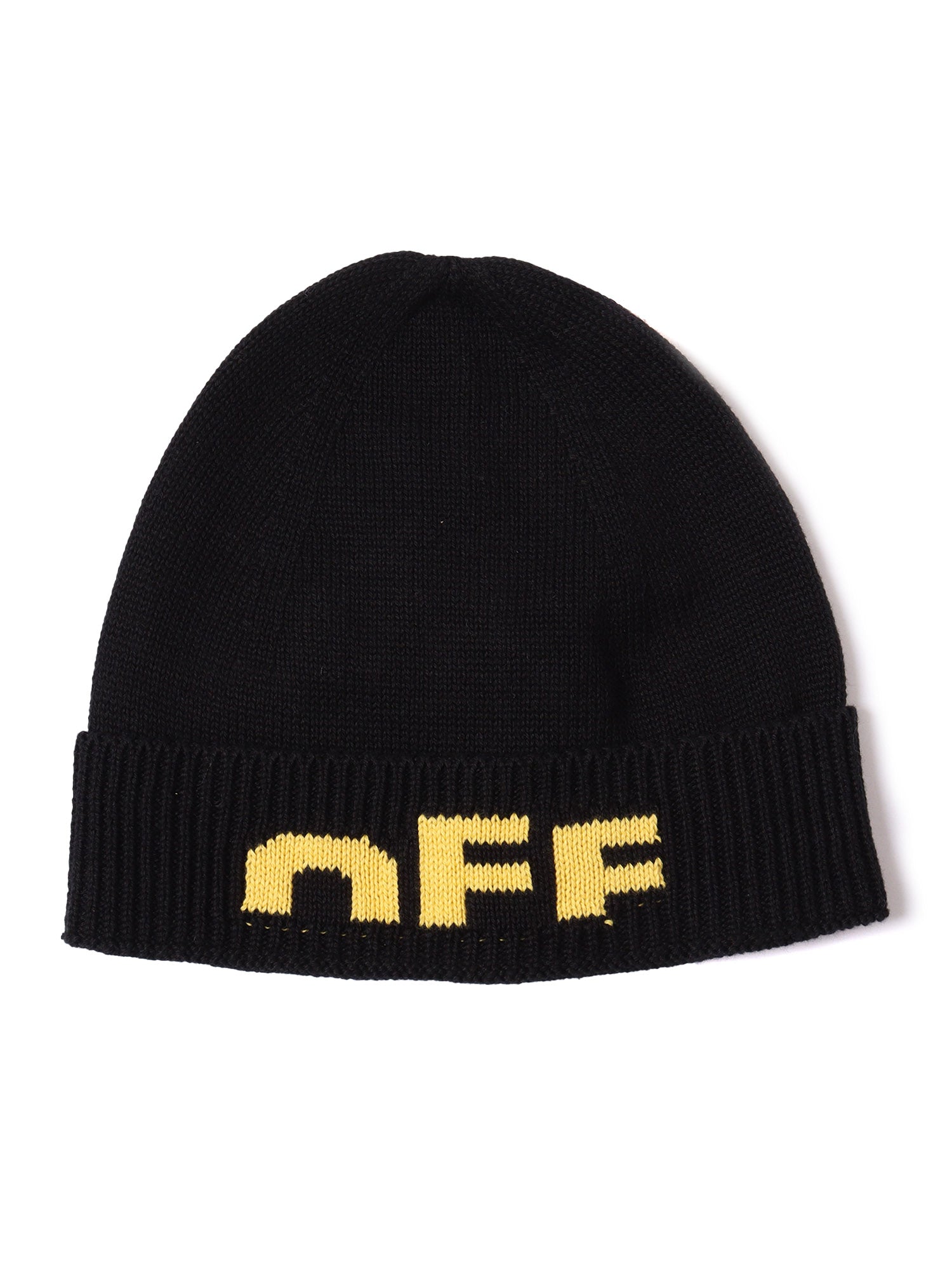 Type Logo Beanie Black - Yellow Cotton Hat