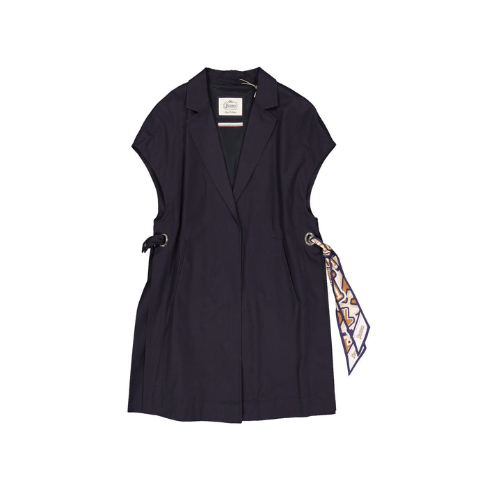 Herno Sleeveless Long Coat Blue Cotton