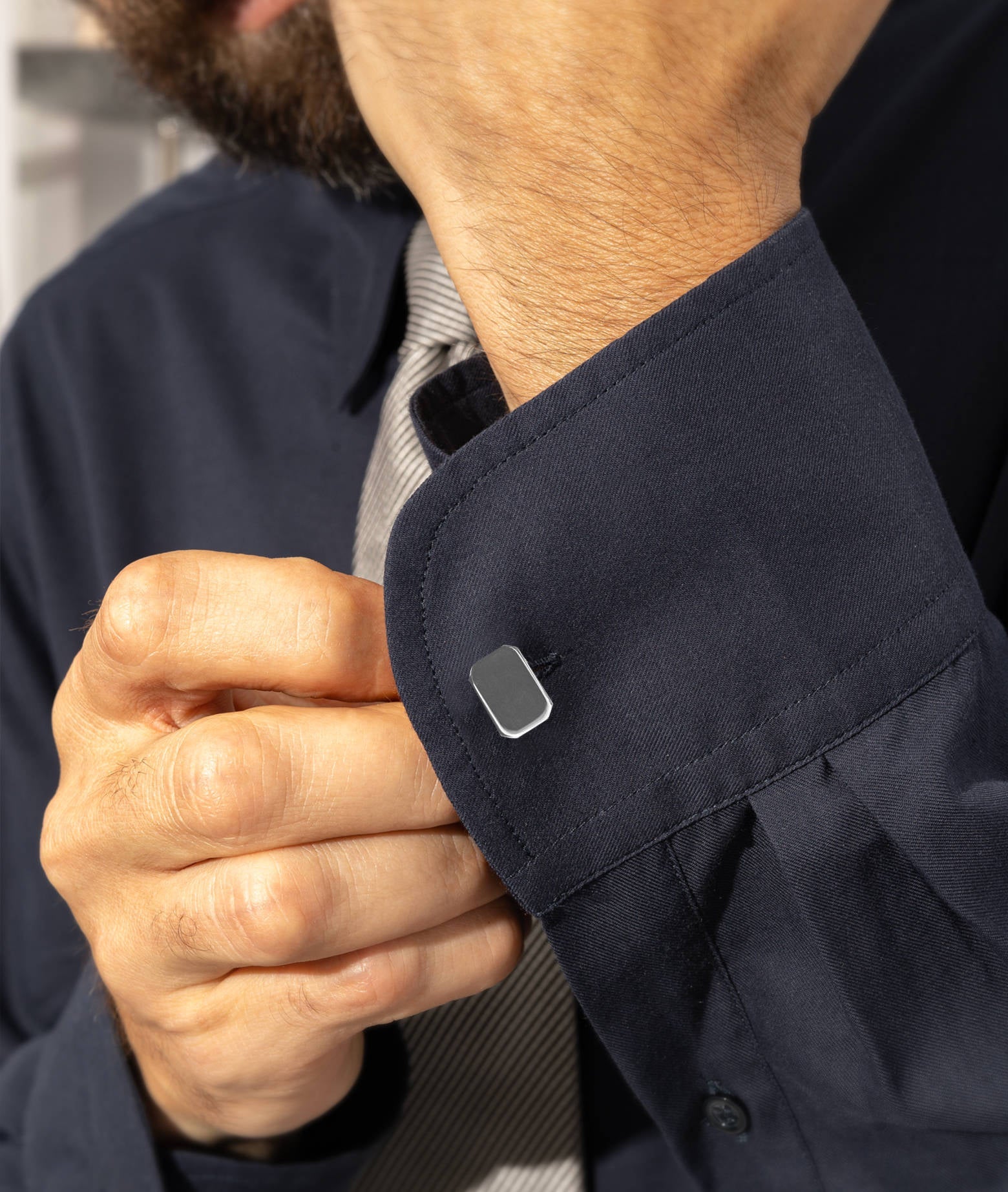 Rectangular Plain Cufflinks With Engraved Symbols Silver Jewelry