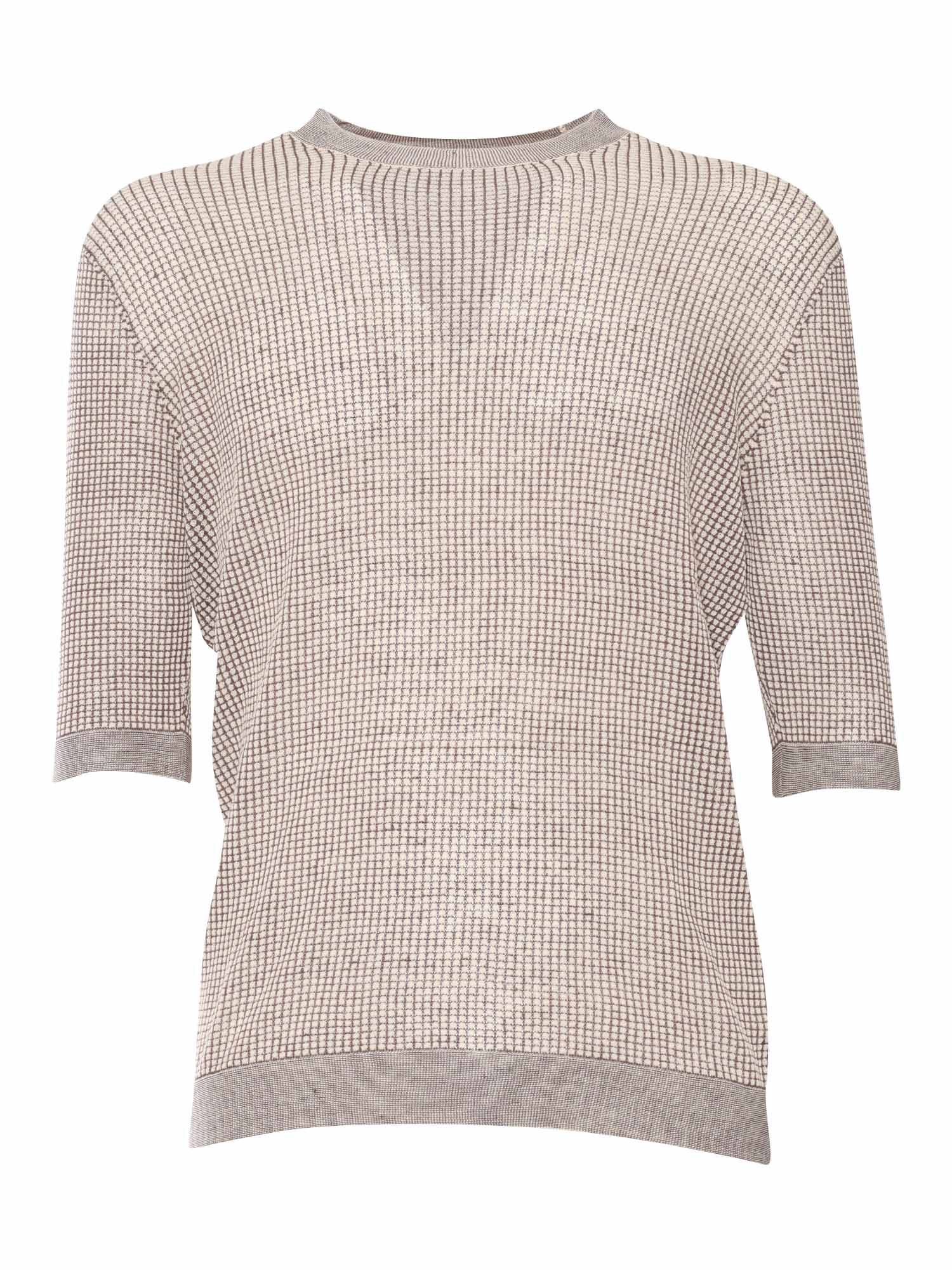 SHORT SLEEVE PILLOVER Beige Cotton Linen Turtleneck