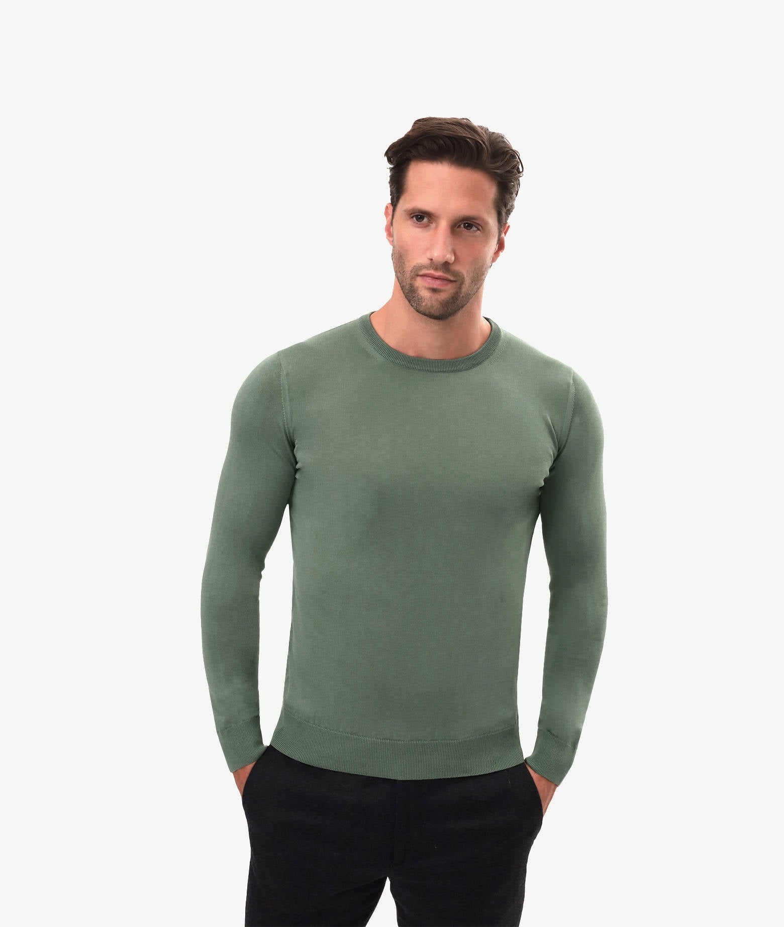 Silk And Cotton Crew Neck Cap Martin Green Basic Light Kintwear