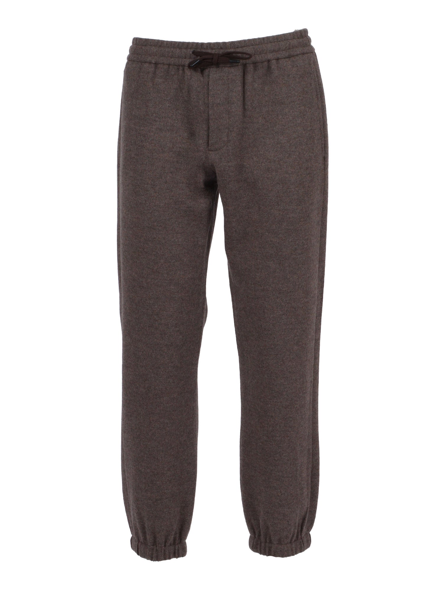 P.cuffed Wool Brown Fabric 2 Cotton Elastane Pant
