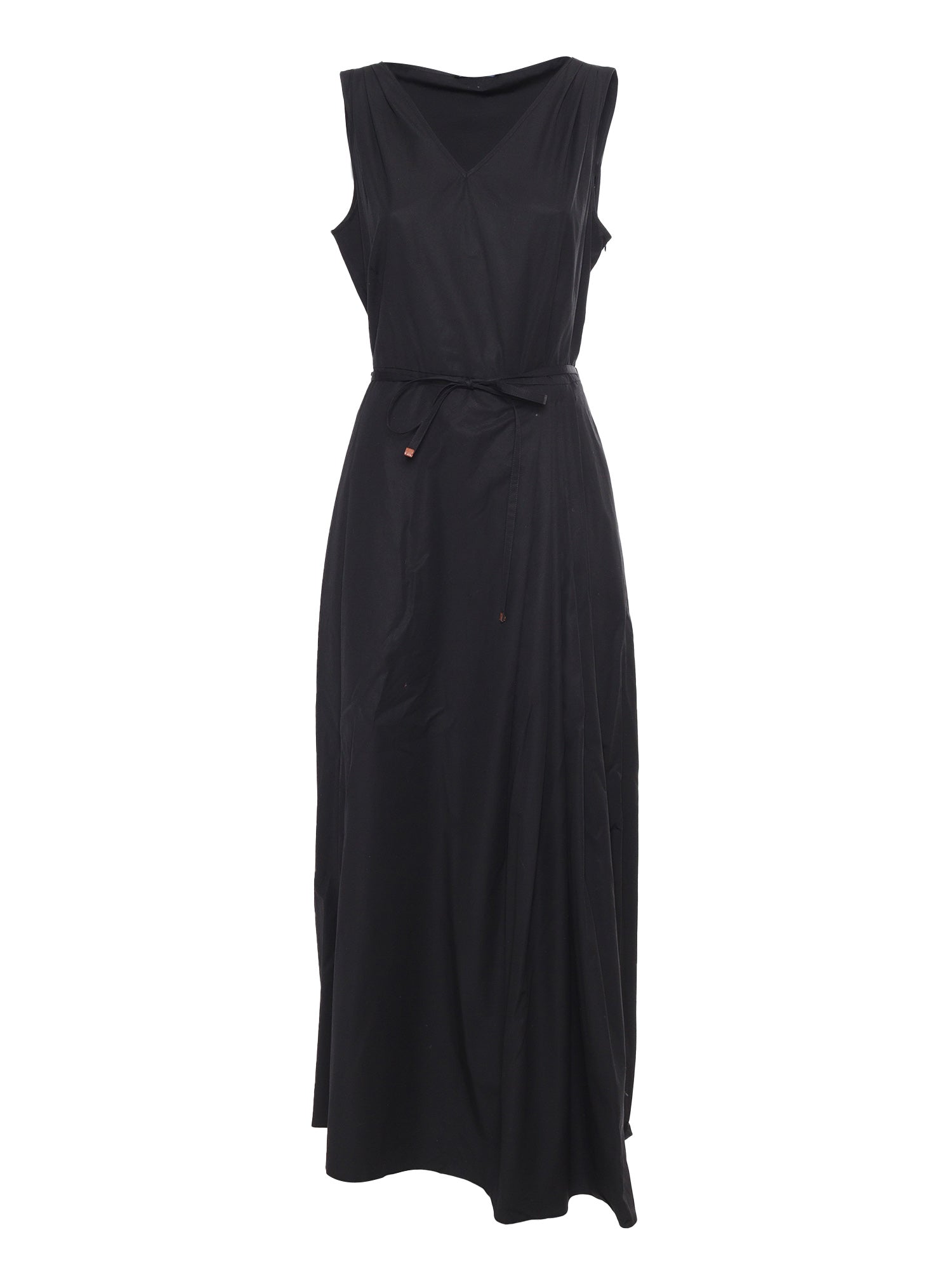 Long black dress Cotton Yarn Insert Midi