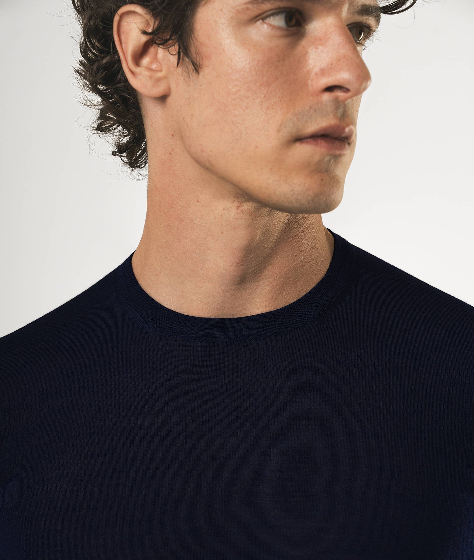 Wool T-Shirt Mentone Skyblue Round Neck