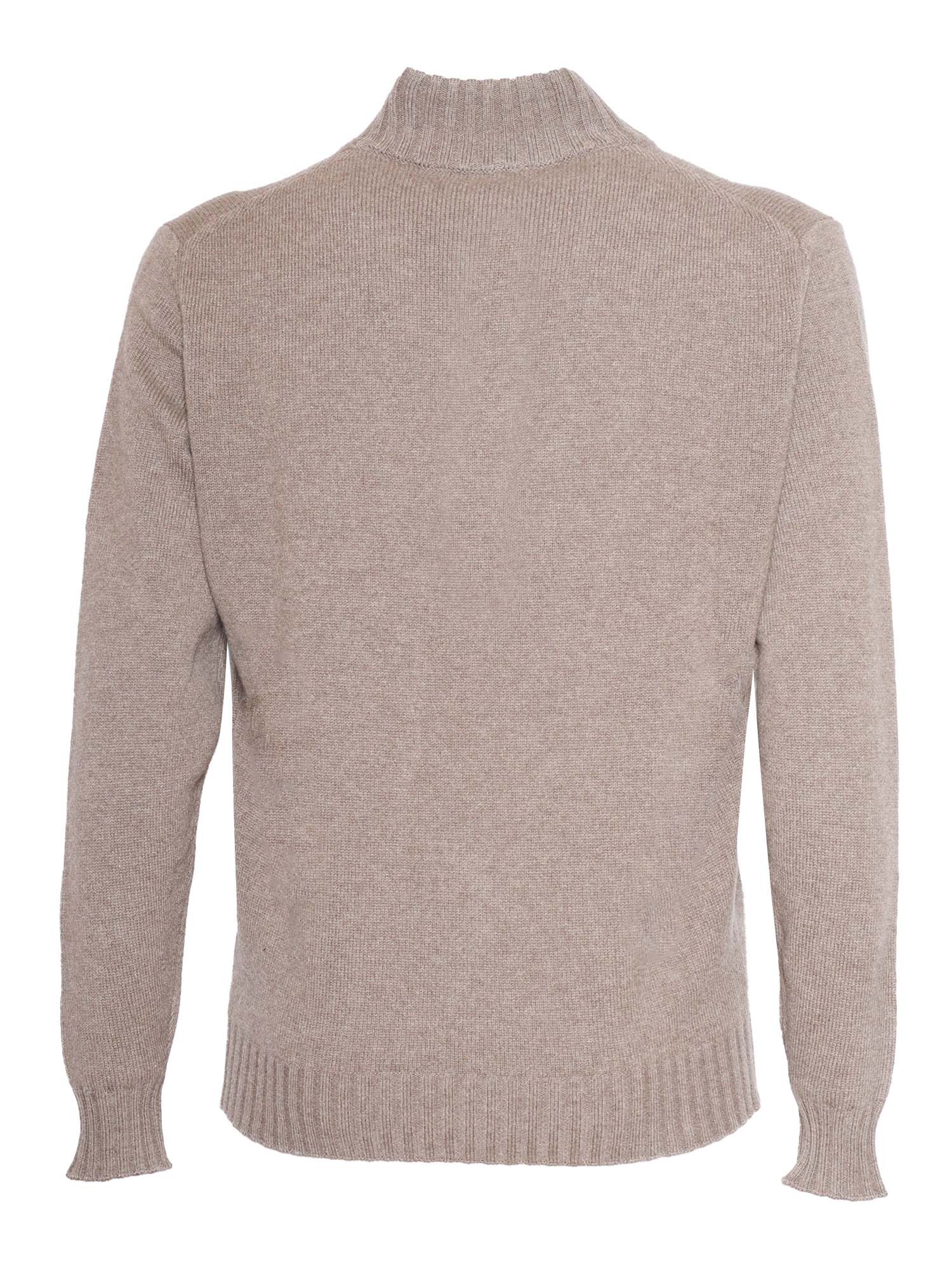 Wool And Cashmere Zipped Sweater Brown Virgin Crewneck