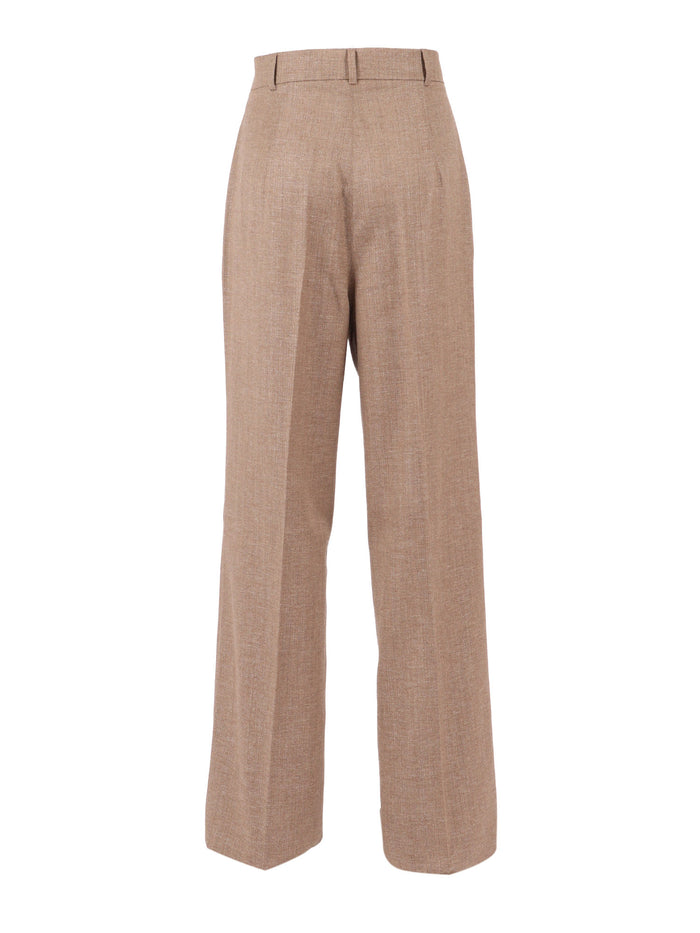 Trousers Brown Virgin Wool Viscose Linen