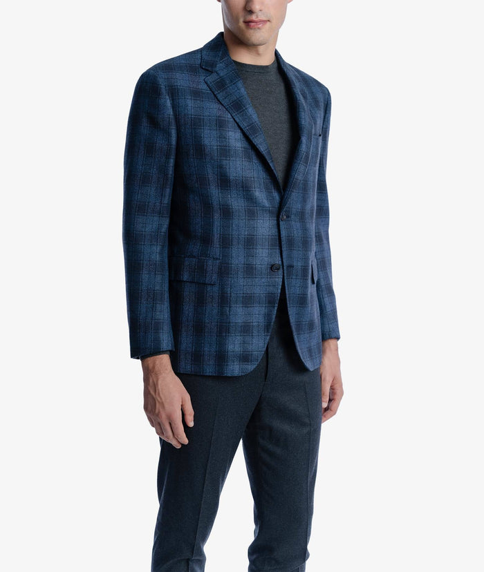 Single-Breasted Cashmere And Silk Jacket Parigi Blue Tailored Made