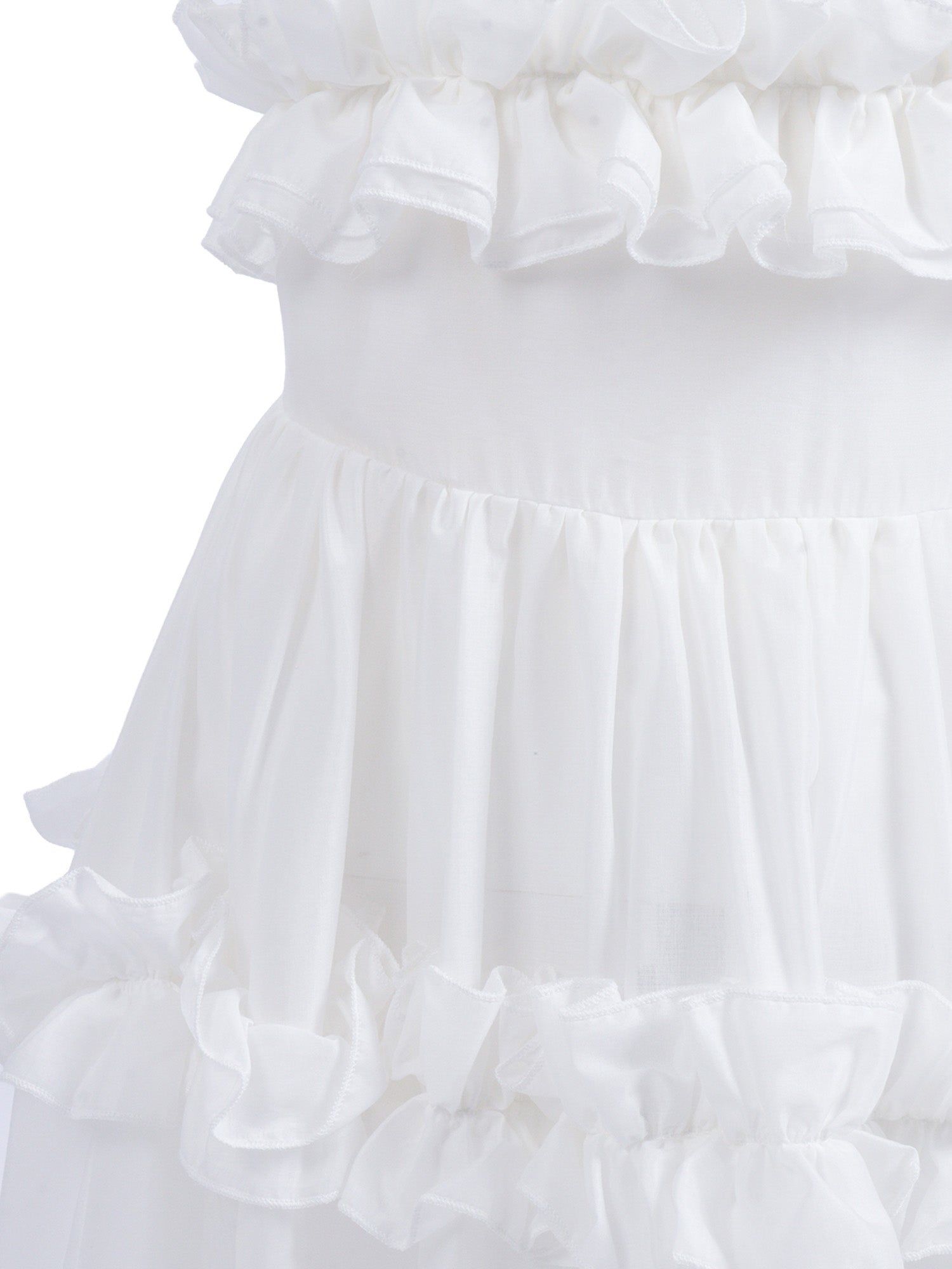 COTTON MUSLIN DRESS WITH ROUCHES Panna Lyocell Lining