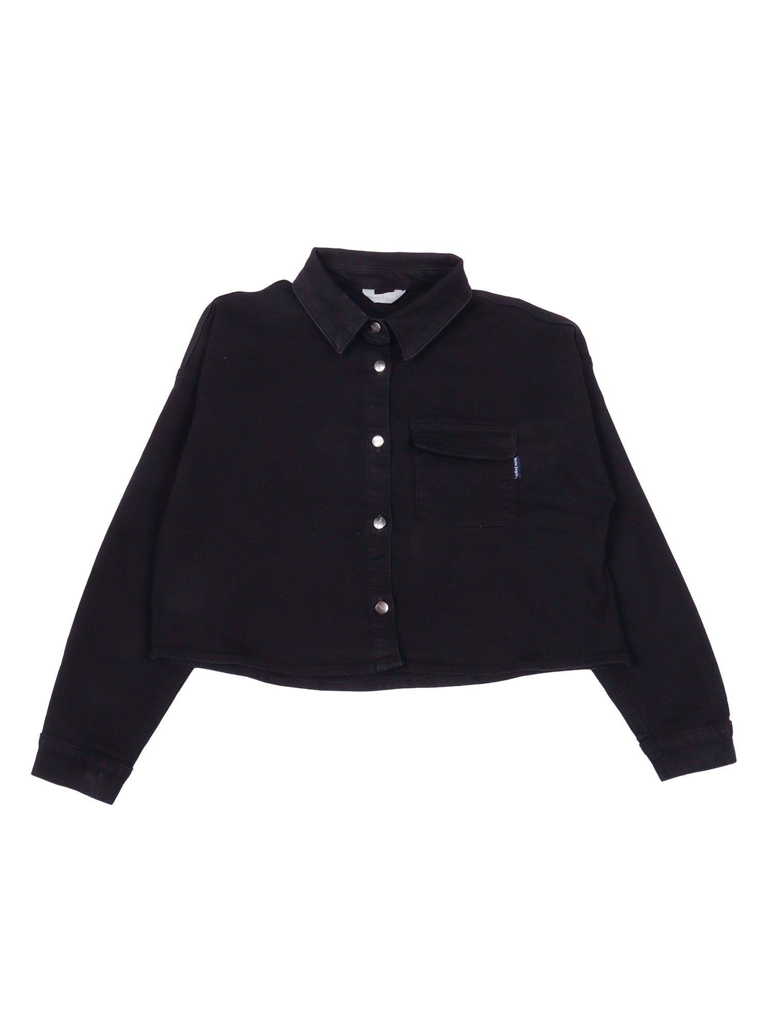 Overshirt Cropped L-S Girl Black Cotton Elastane Shirt