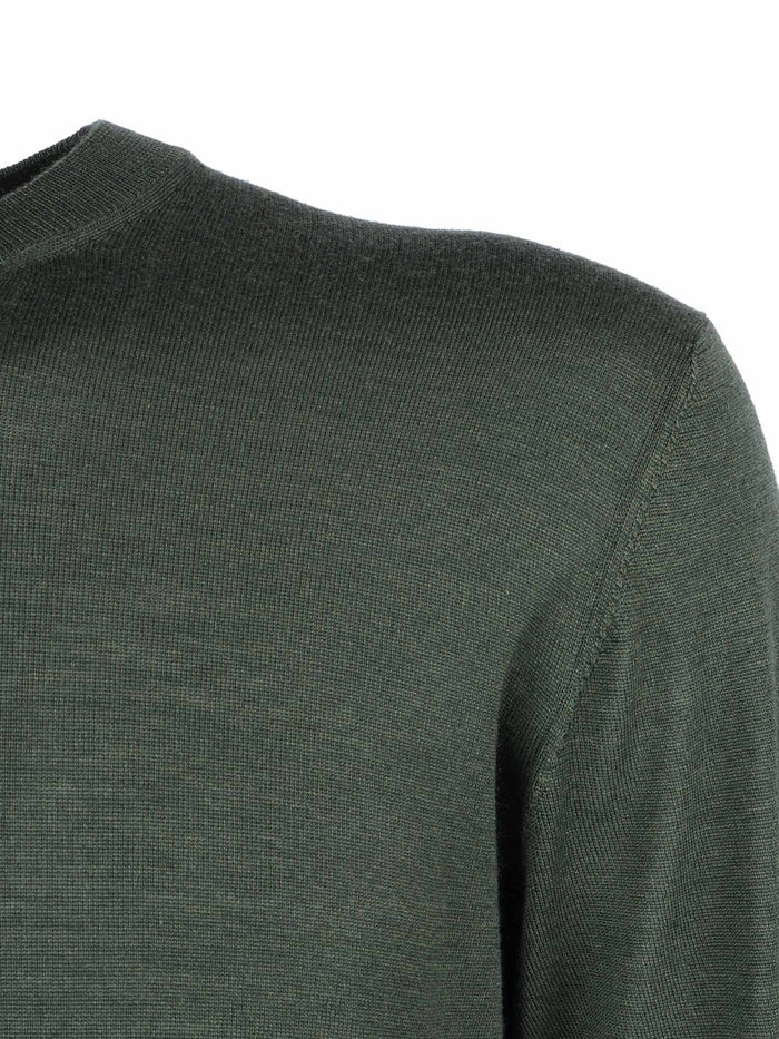 Ls Crew Neck Sweater Green Virgin Wool Silk Cashmere Crewneck