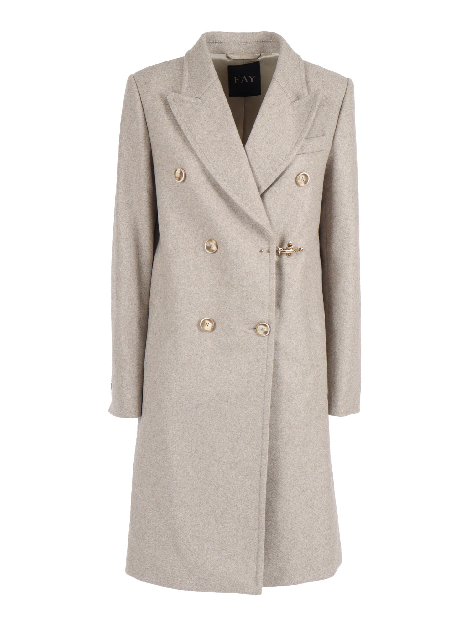 Double Breasted Coat Beige Wool Cashmere