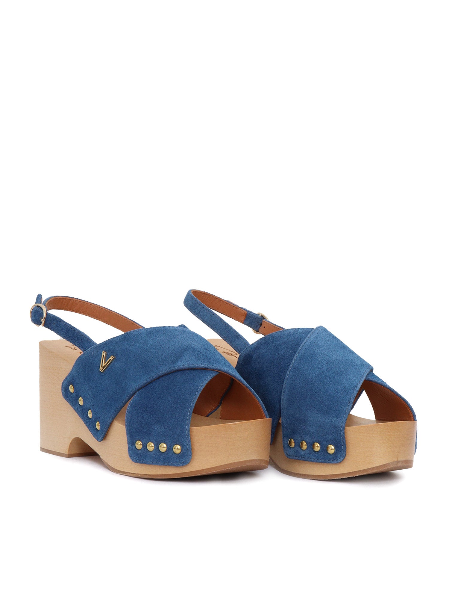 Wooden heeled sandals Blue